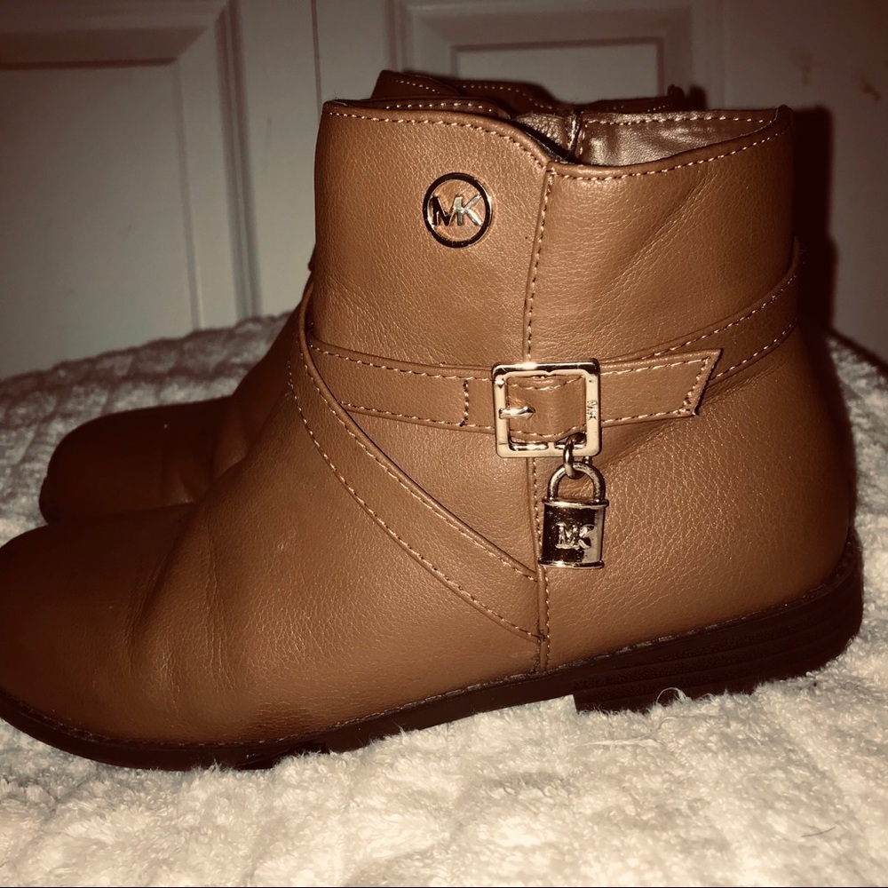 Michael Kors youth 5Y tan booties with gold trim